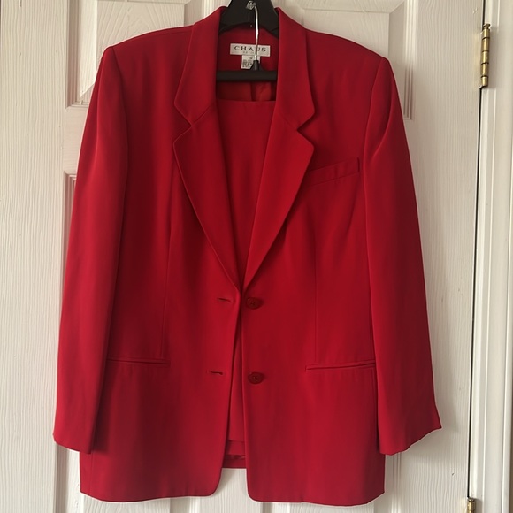 Josephine Chaus Other - NWOT Minimalist design 100% red silk 2-pc suit sz 12 Petite CHAUS formal